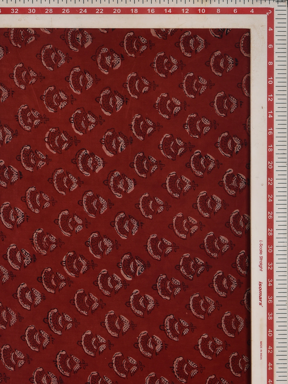Ajrakh Maroon Khilti Booti Hand Printed Modal Fabric