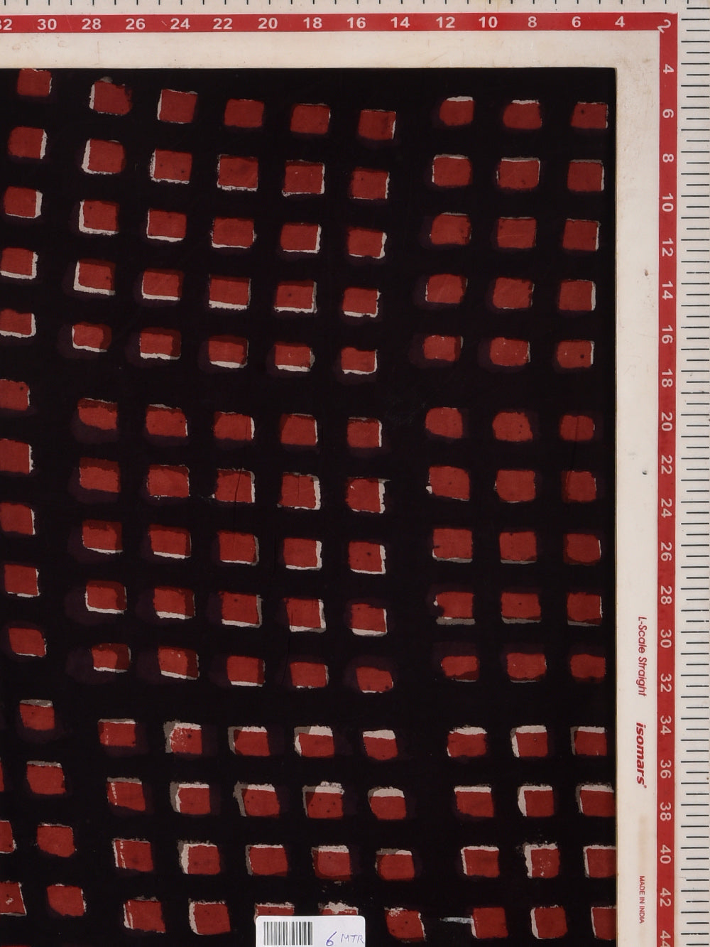 Red Squares Hand Printed Modal Fabric