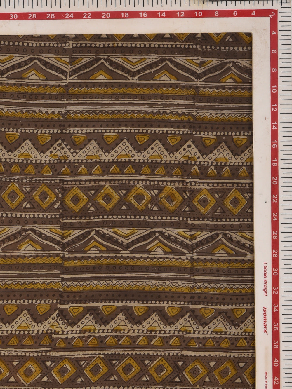 Multani Earthy Brown Aztec Hand Printed Modal Fabric