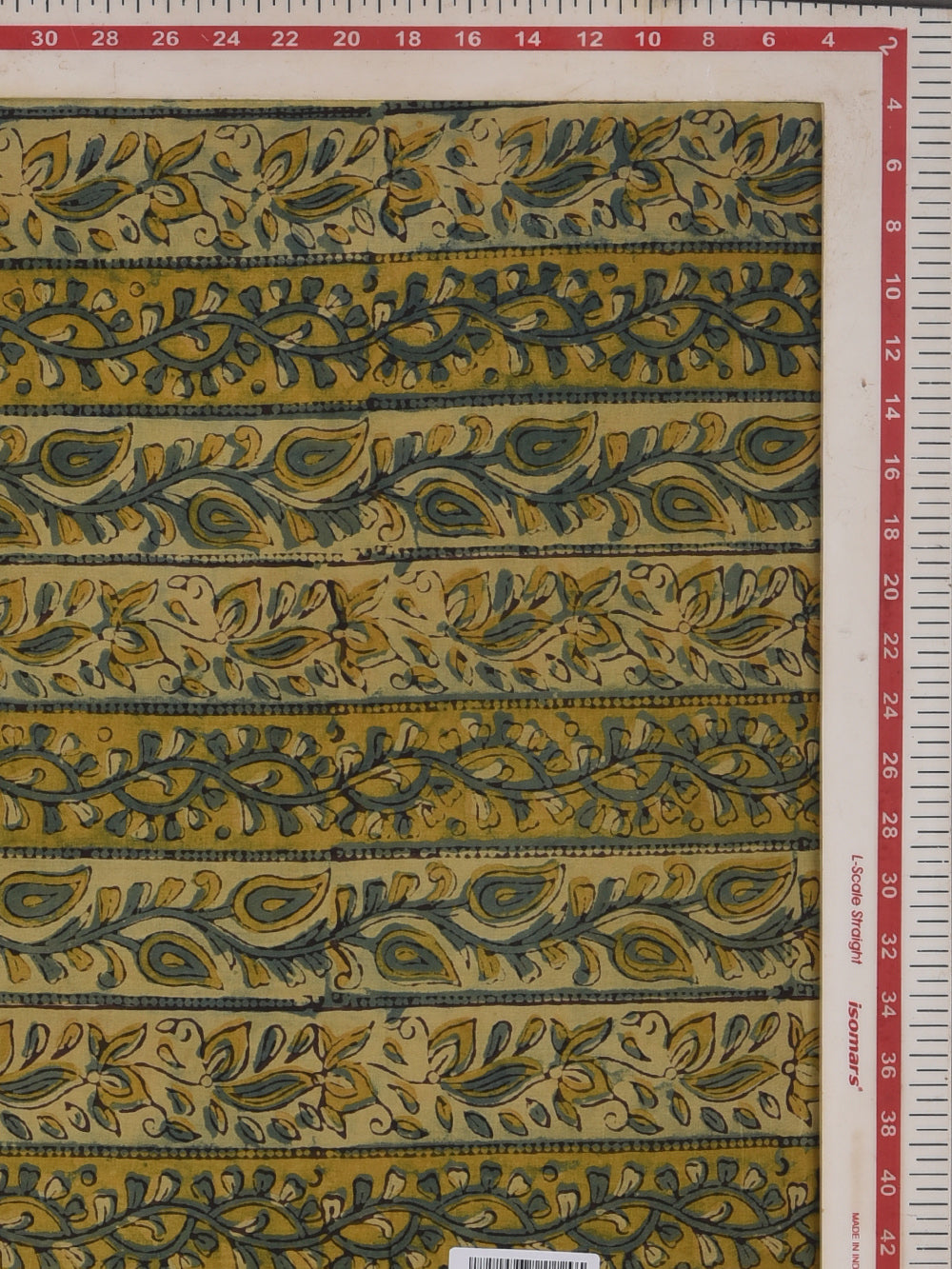 Ajrakh Multani Teal Bel Border Hand Printed Modal Fabric