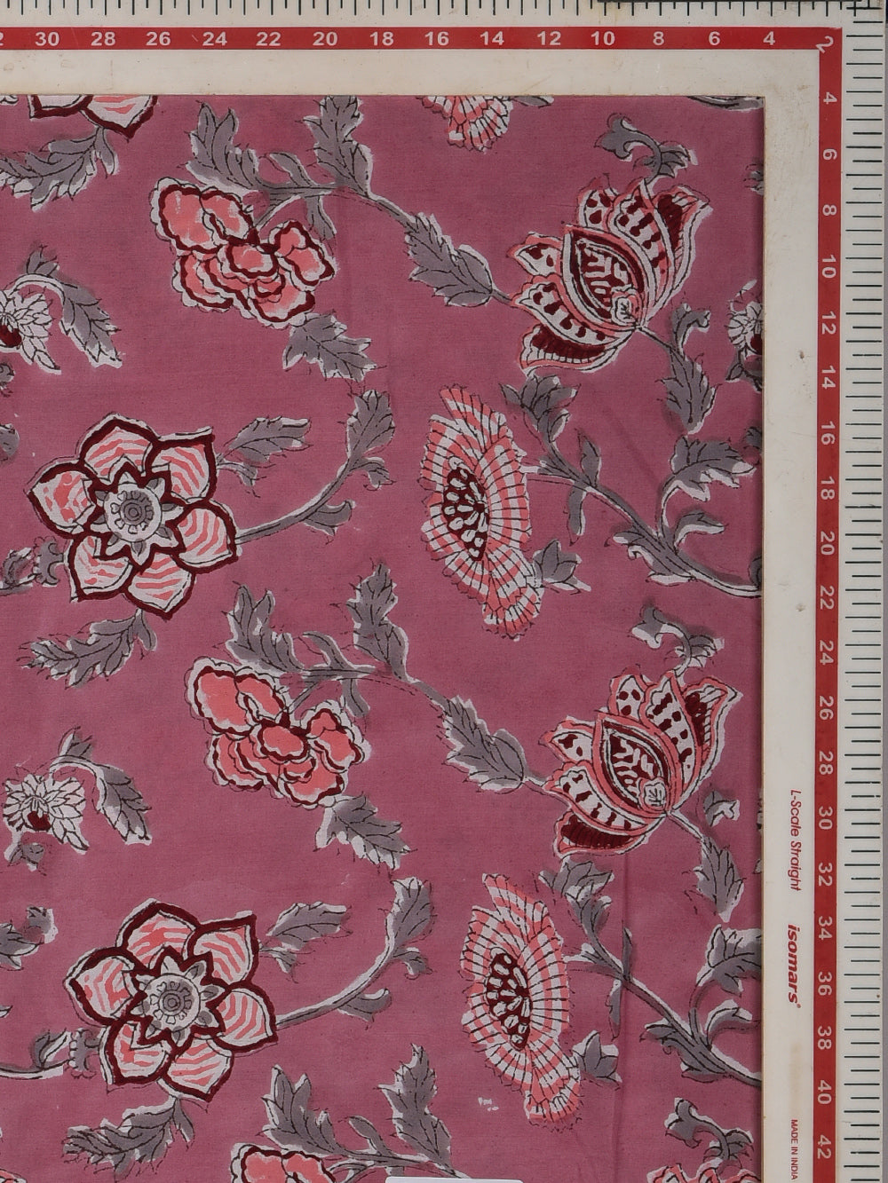 Plum Blooming Flower Jaal Hand Printed Modal Fabric