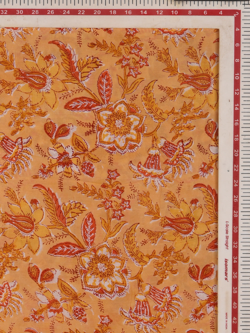 Yellow Chintz Jaal Hand Printed Modal Fabric