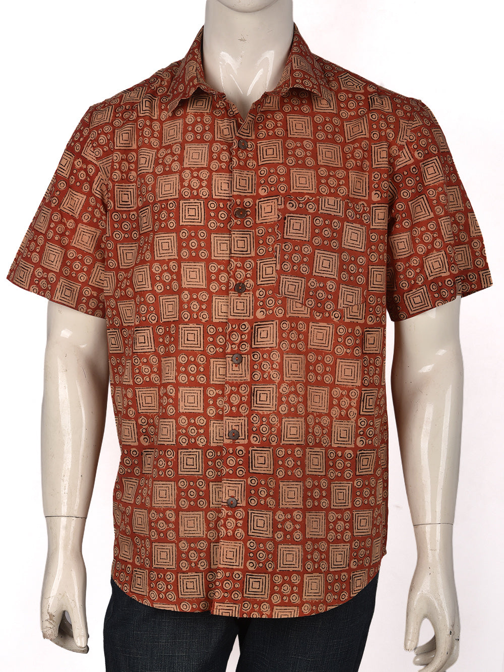 Rust Boxes Cotton Mens Half Sleeve Shirts