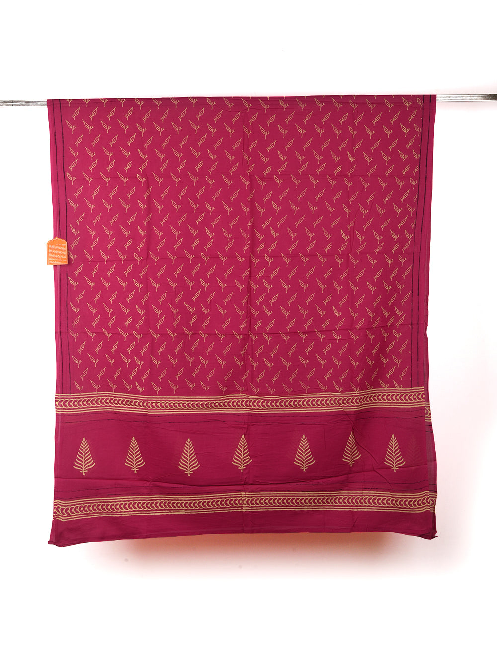Deep Magenta Leaf Cotton Dupatta