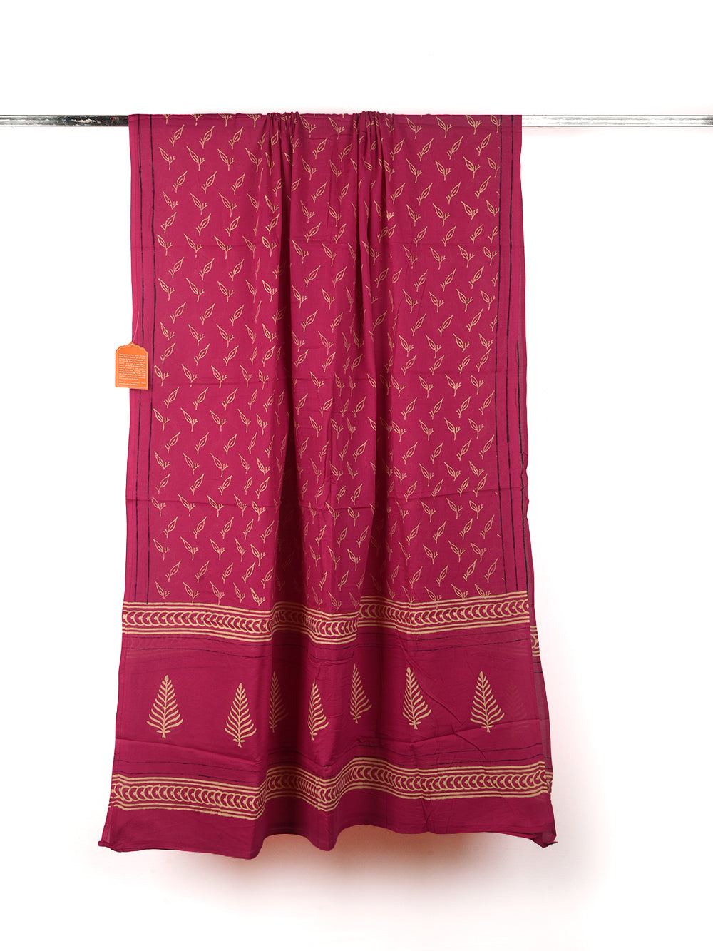 Deep Magenta Leaf Cotton Dupatta