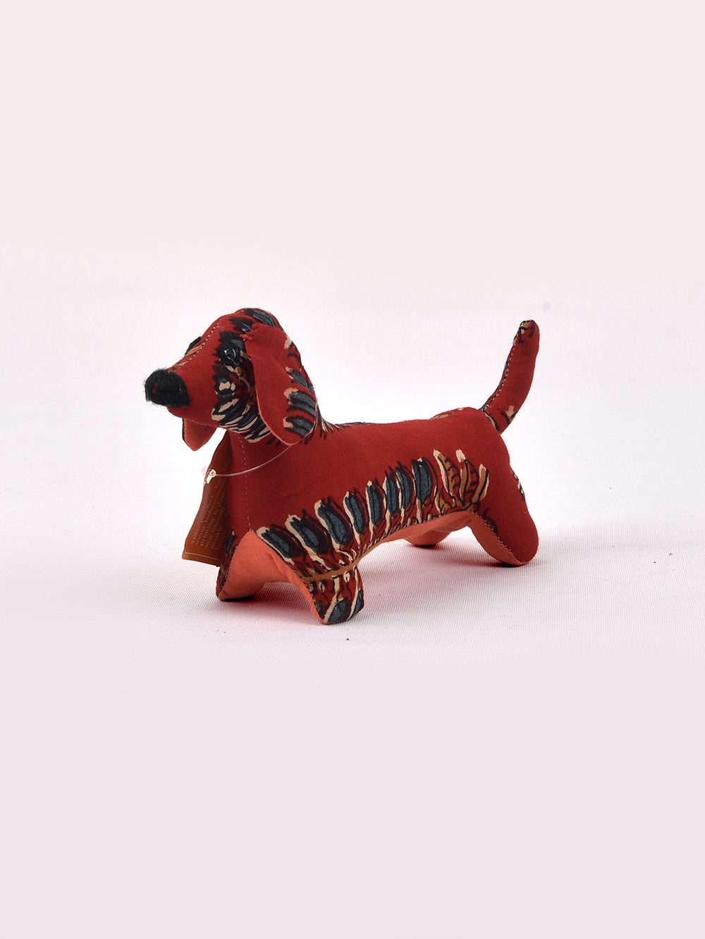 Dog Bagru Red Hand Block Printed Fabric Soft Toy