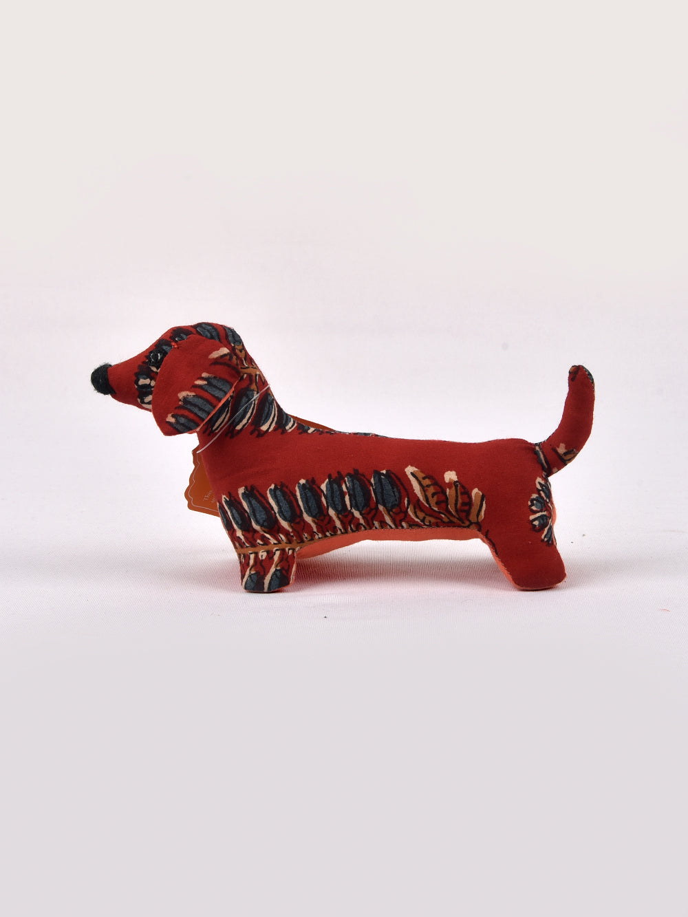 Dog Bagru Red Hand Block Printed Fabric Soft Toy