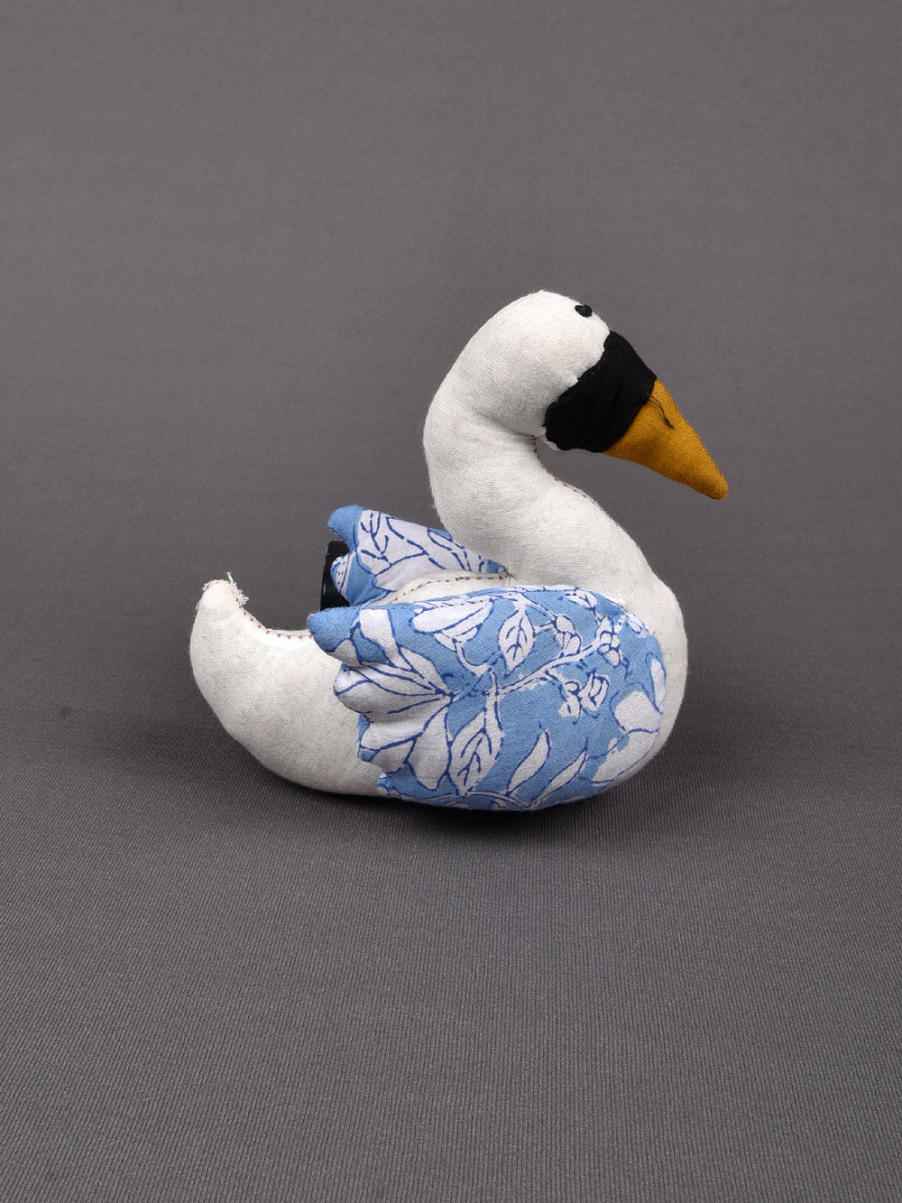 Swan Hand Block Printed Fabric Soft Toy