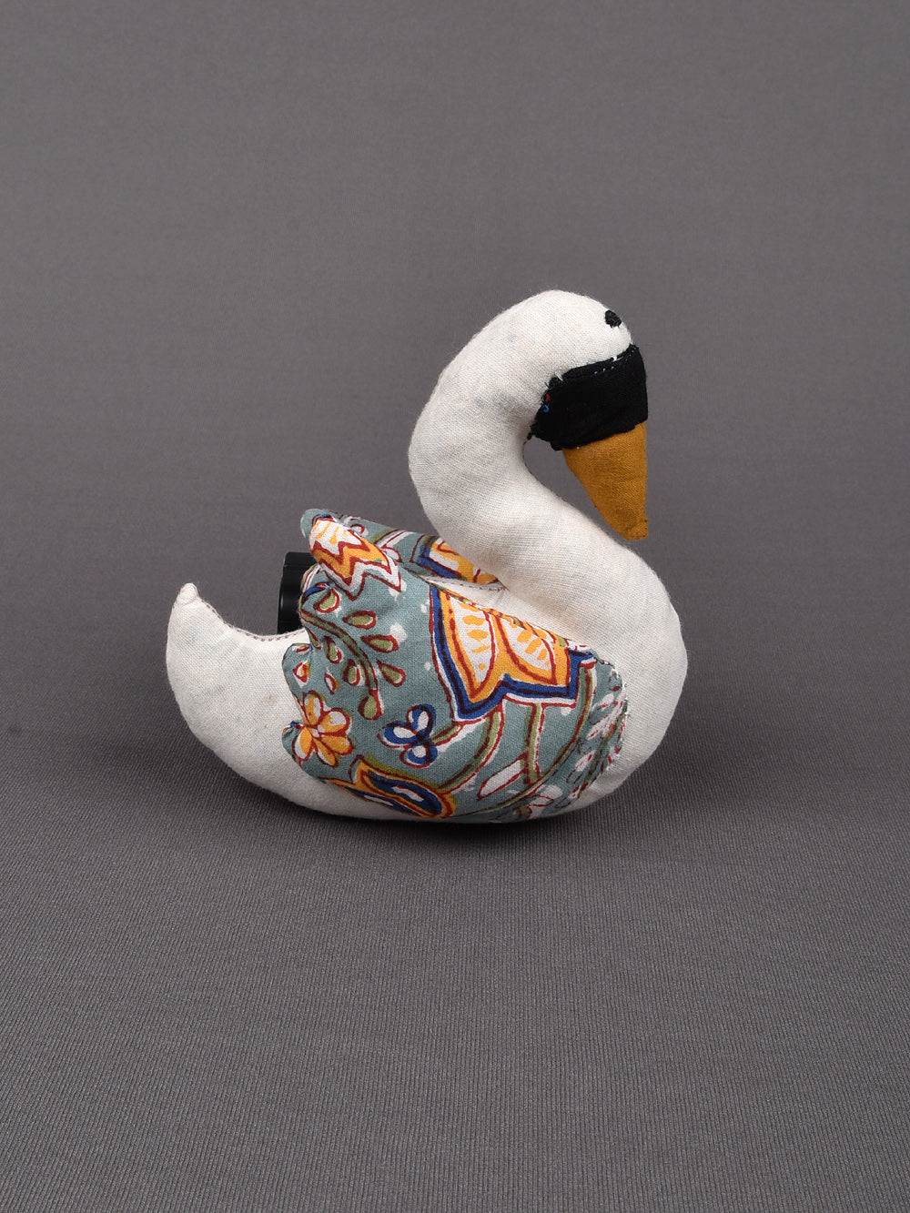 Swan Hand Block Printed Fabric Soft Toy