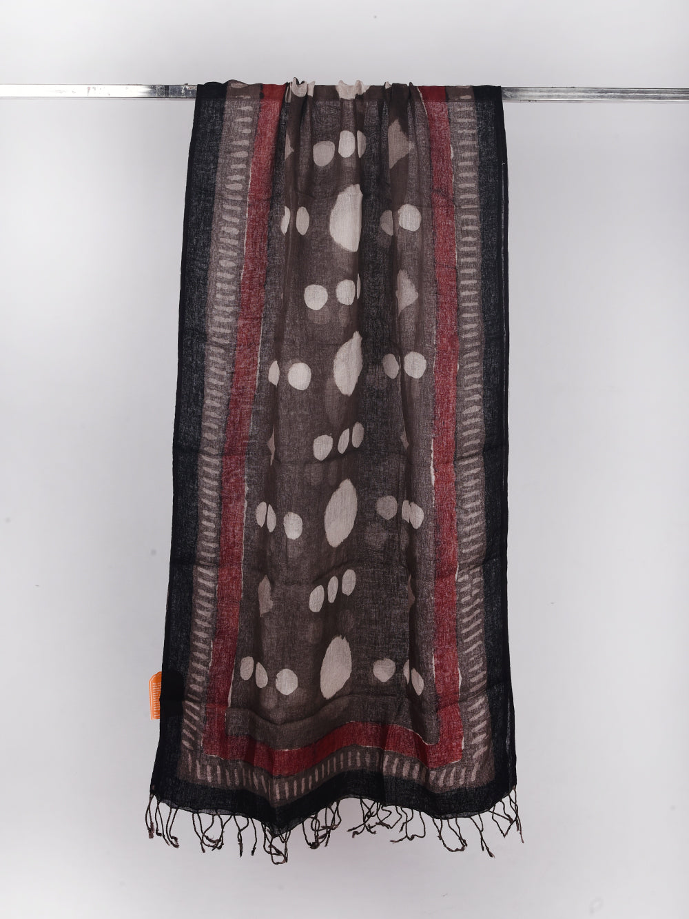 Bagru Daboo Kasis Playful Geometric Shapes Hand Printed Pure Linen Dupatta