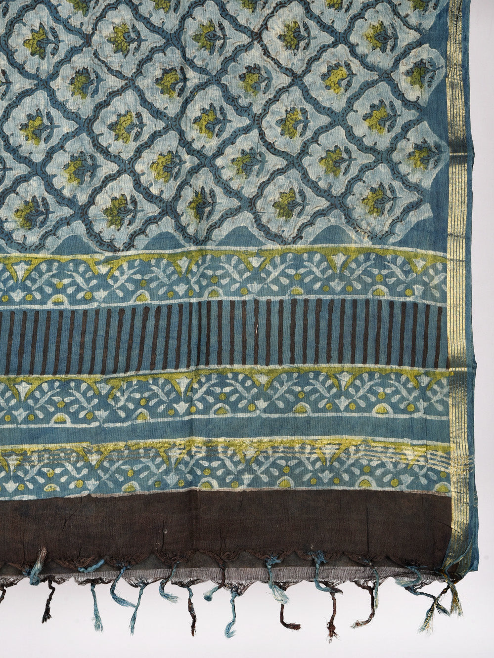 Multani Jharokhe Hand Block Printed Silk Cotton Chanderi Dupatta