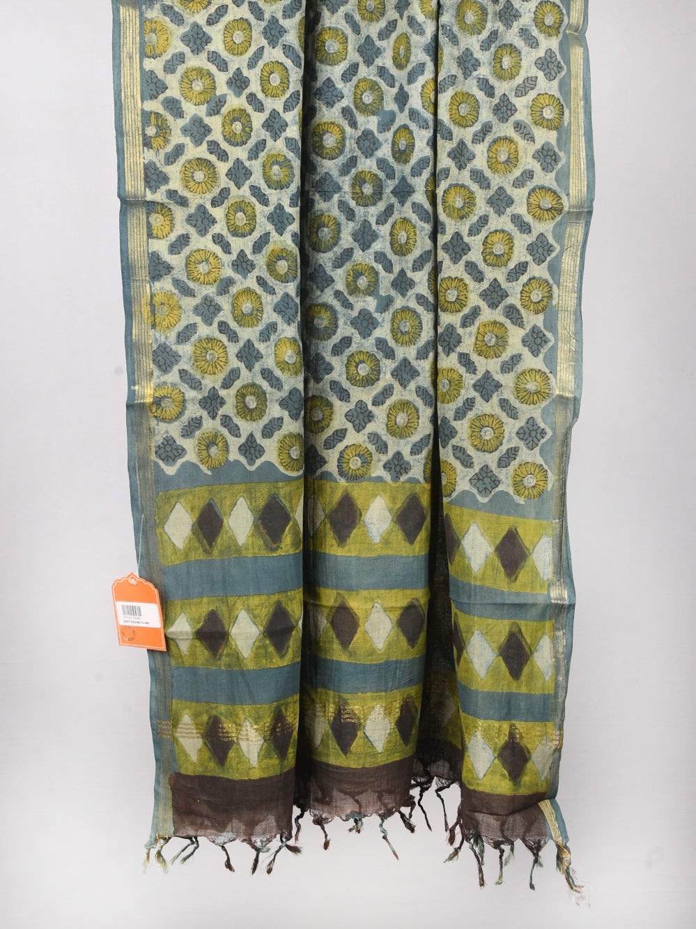 Multani Katli Hand Block Printed Silk Cotton Chanderi Dupatta