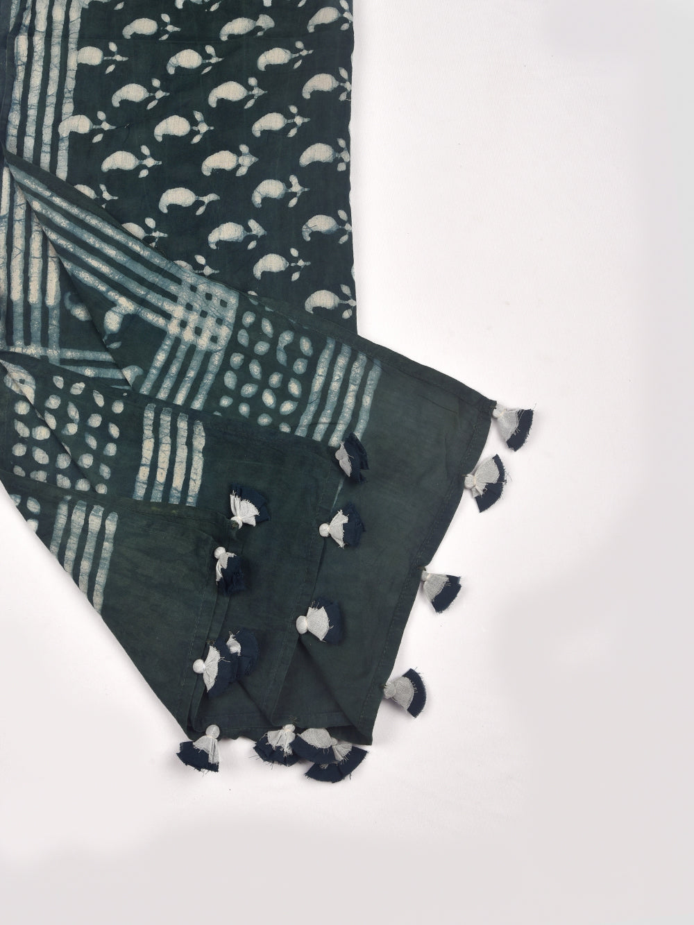 Green Dabu Kairi Cotton Voile Block Printed Stole
