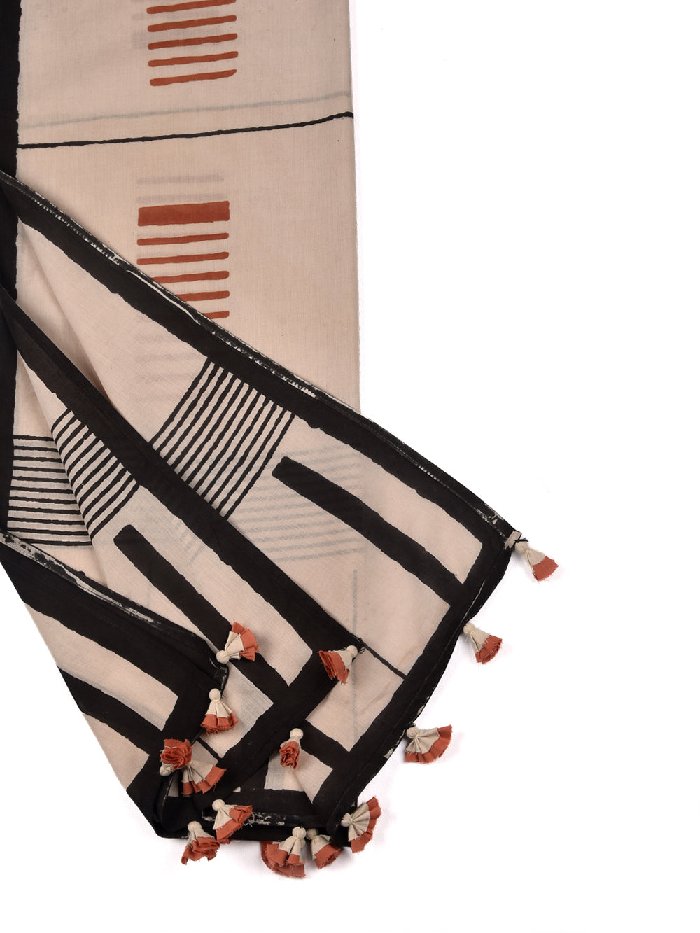 Bagru Parallels Cotton Voile Block Printed Stole