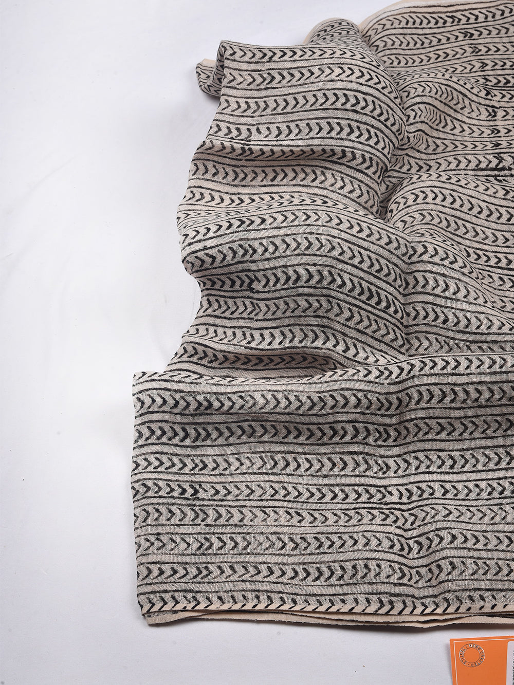 Bagru One Direction Hand Printed Pure Linen Dupatta