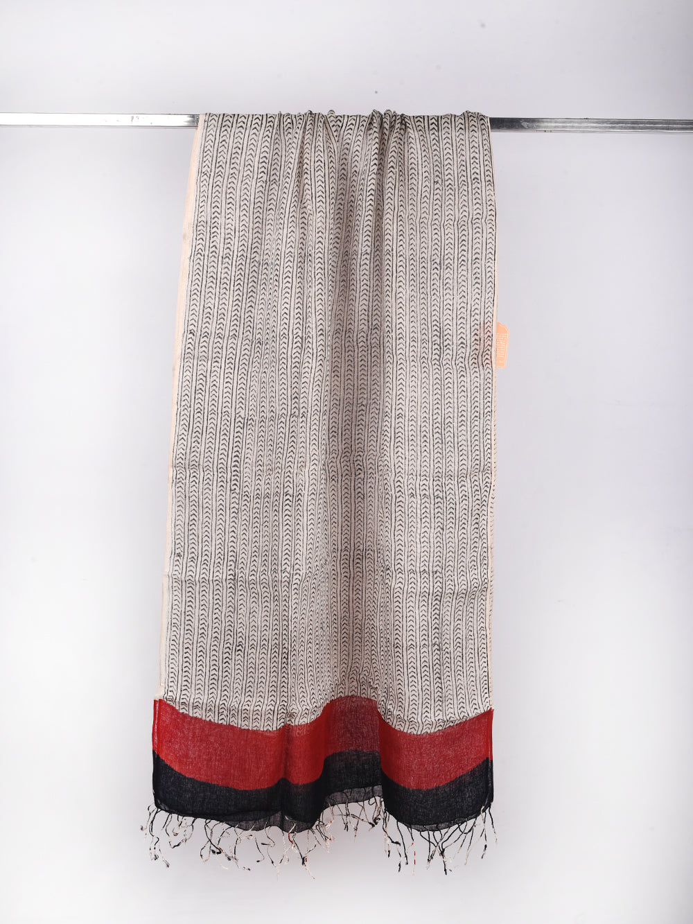 Bagru One Direction Hand Printed Pure Linen Dupatta