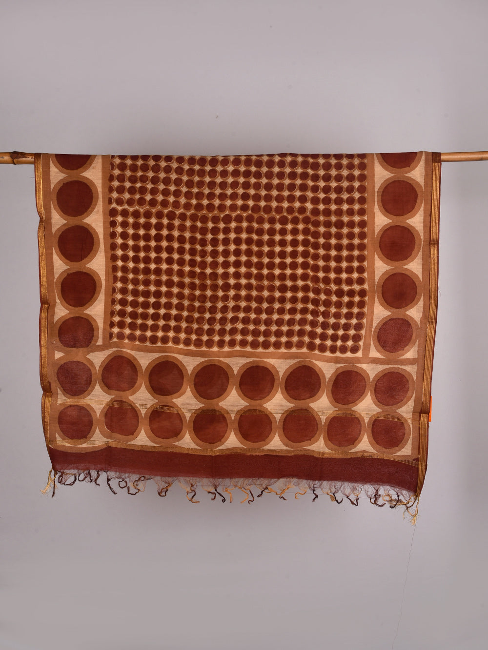 Dot & Dots Hand Block Printed Silk Cotton Chanderi Dupatta