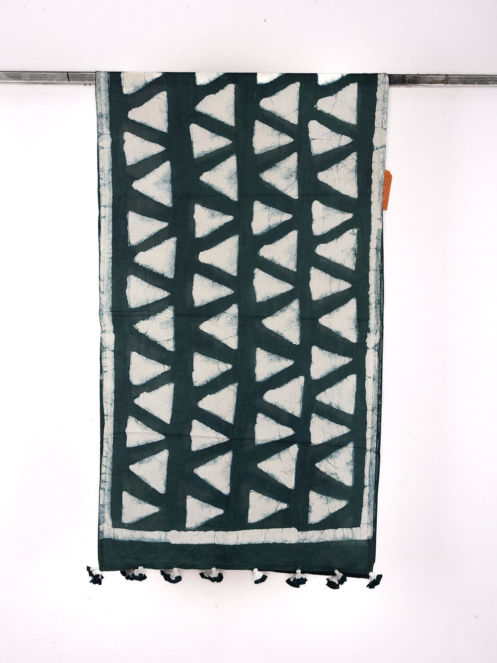 Green Dabu Trikon Cotton Voile Block Printed Stole
