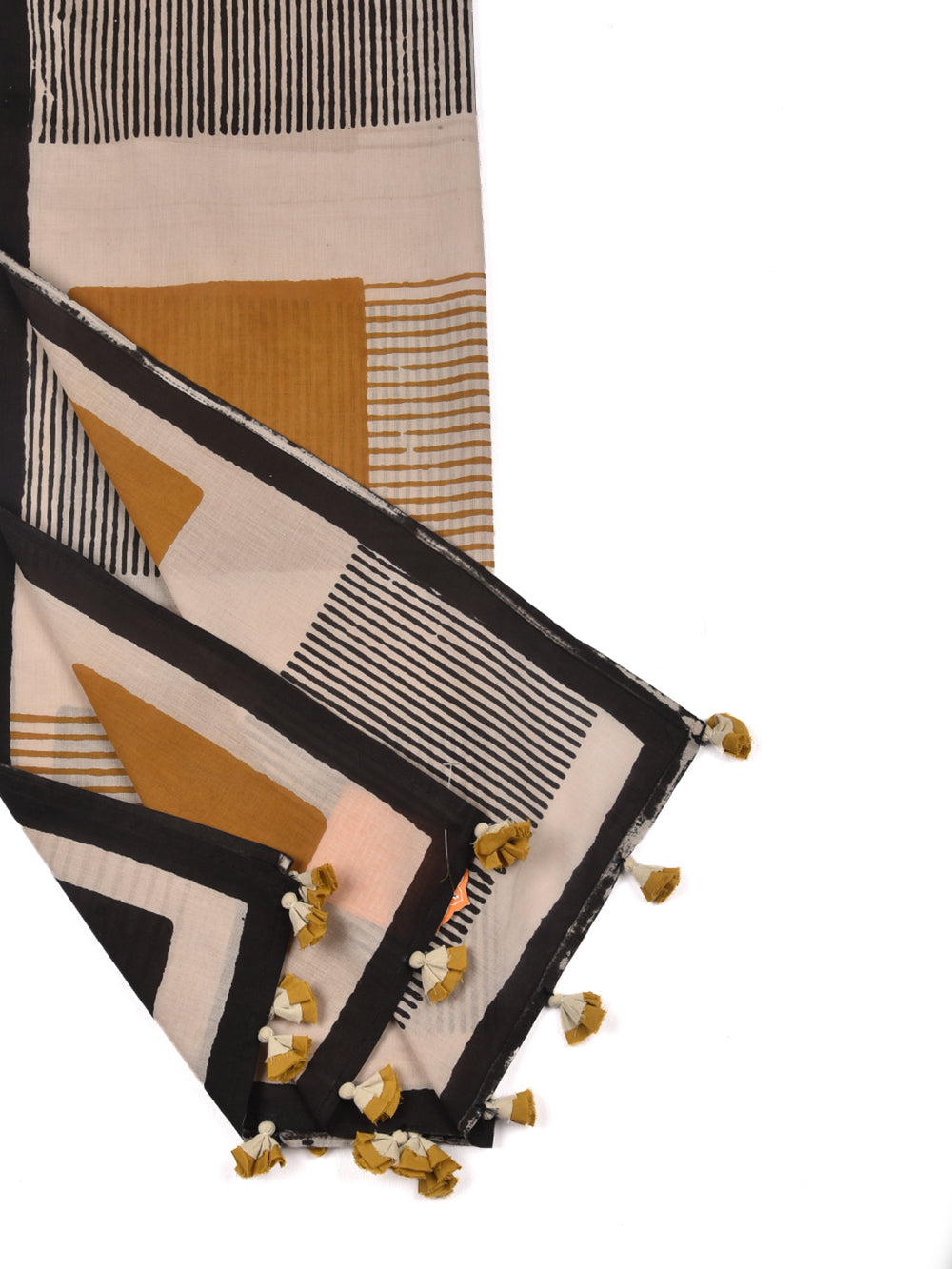 Bagru Serpentine Square Cotton Voile Block Printed Stole