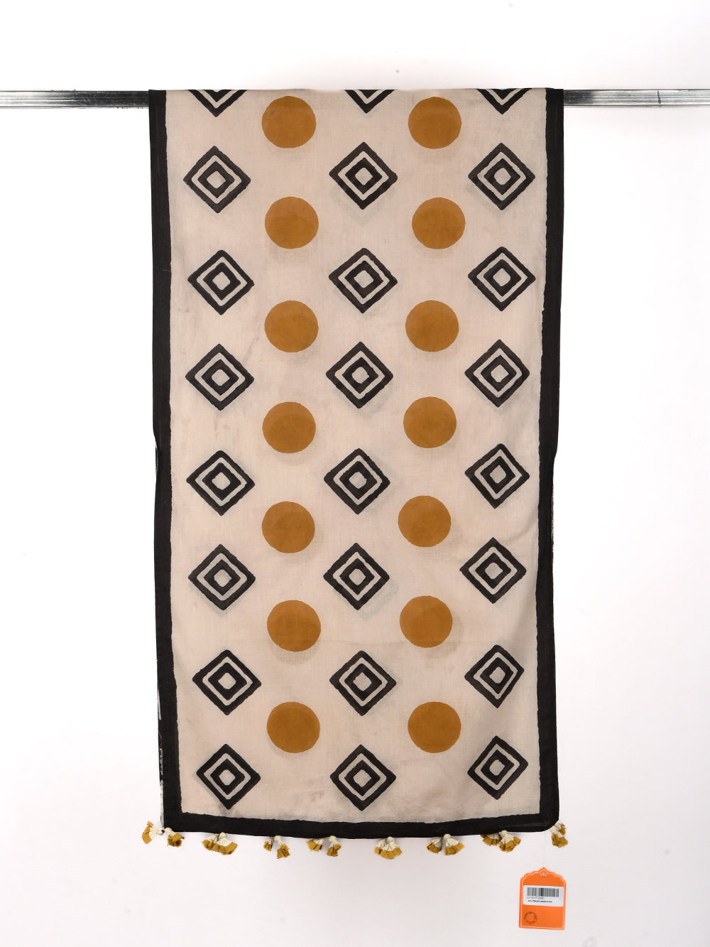 Bagru Golden Diamond Cotton Voile Block Printed Stole