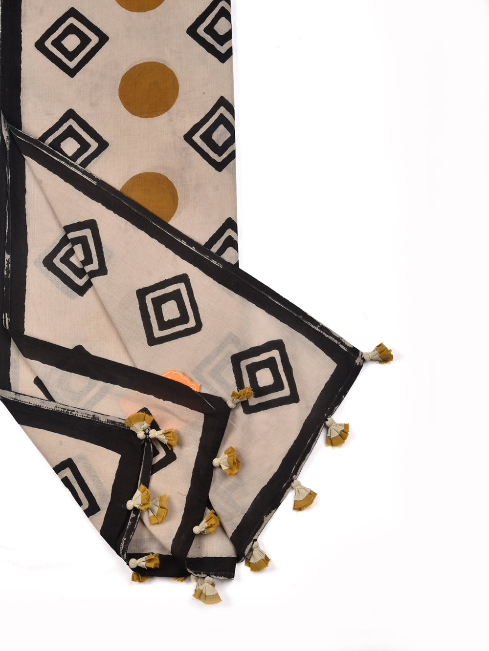 Bagru Golden Diamond Cotton Voile Block Printed Stole