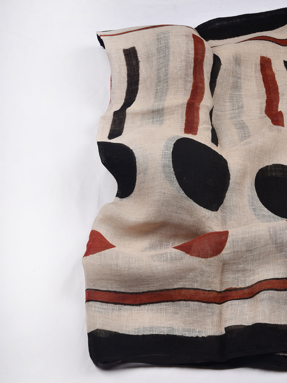Bagru Geometric Hand Printed Pure Linen Dupatta