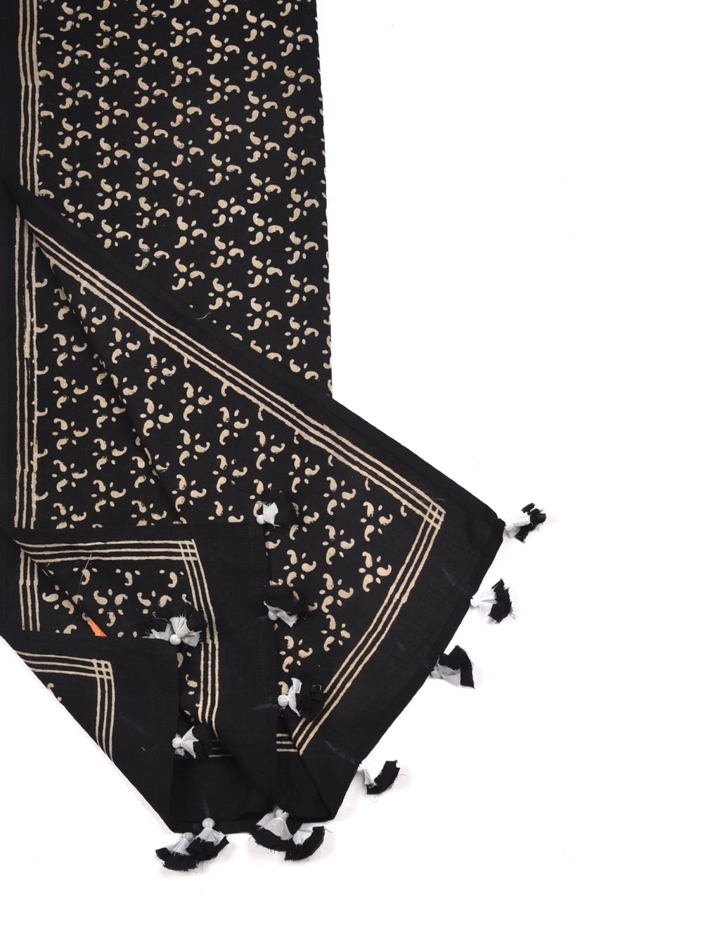 Black Small Kairi Cotton Voile Block Printed Stole
