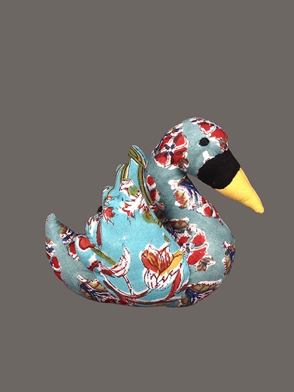 Blue Swan Hand Block Printed Fabric Soft Toy