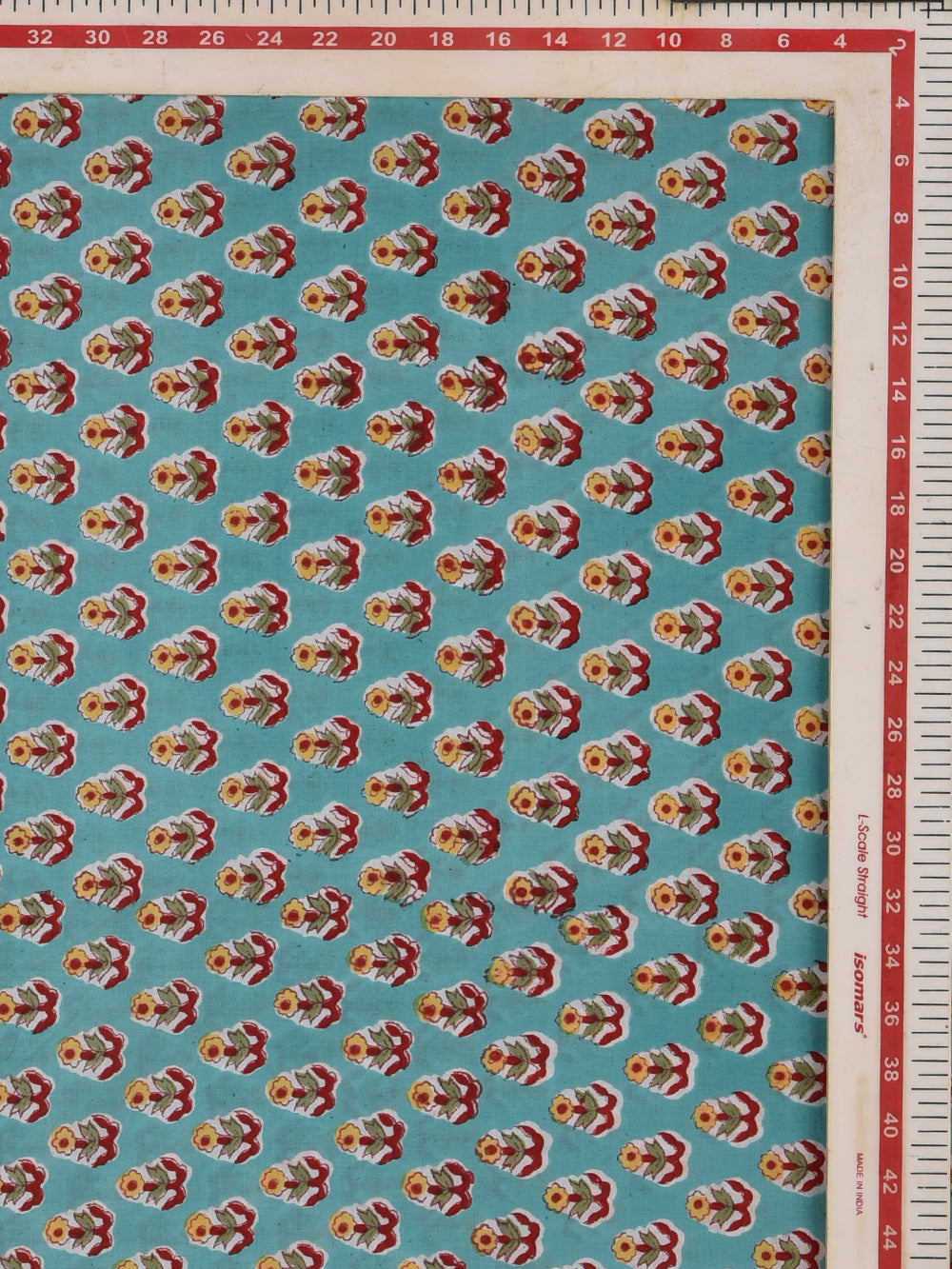 Blue Mini Marigold Cotton Cambric Sanganeri Hand Block Printed Fabric