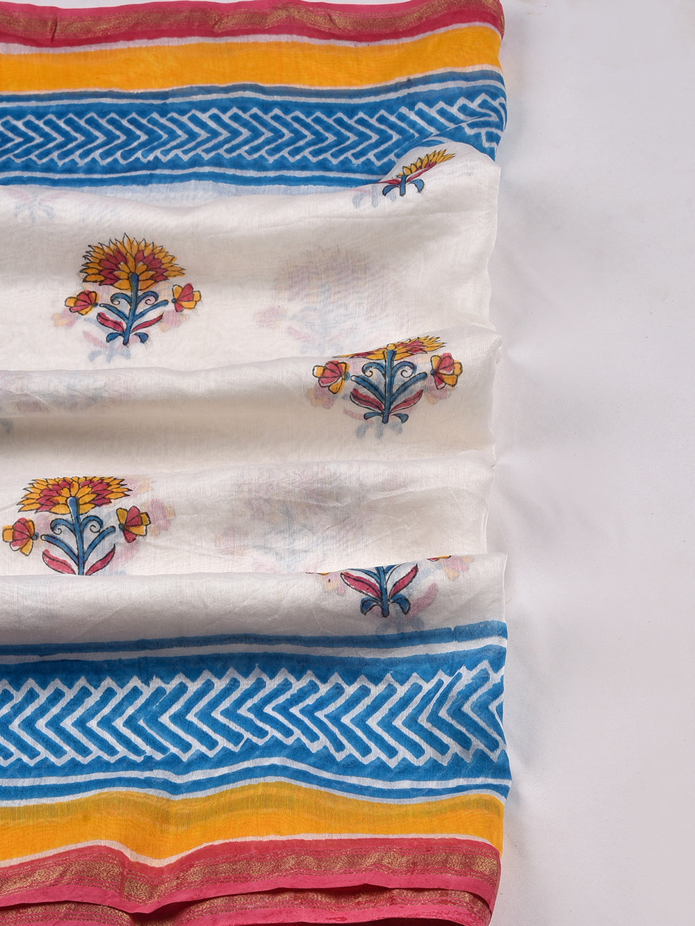 Chota Boota Hand Block Printed Silk Cotton Chanderi Dupatta