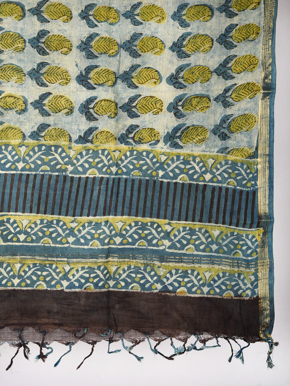 Multani Kairi Hand Block Printed Silk Cotton Chanderi Dupatta