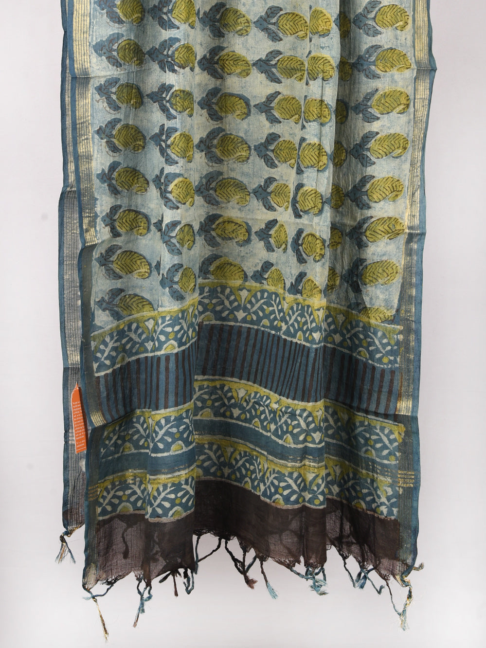 Multani Kairi Hand Block Printed Silk Cotton Chanderi Dupatta