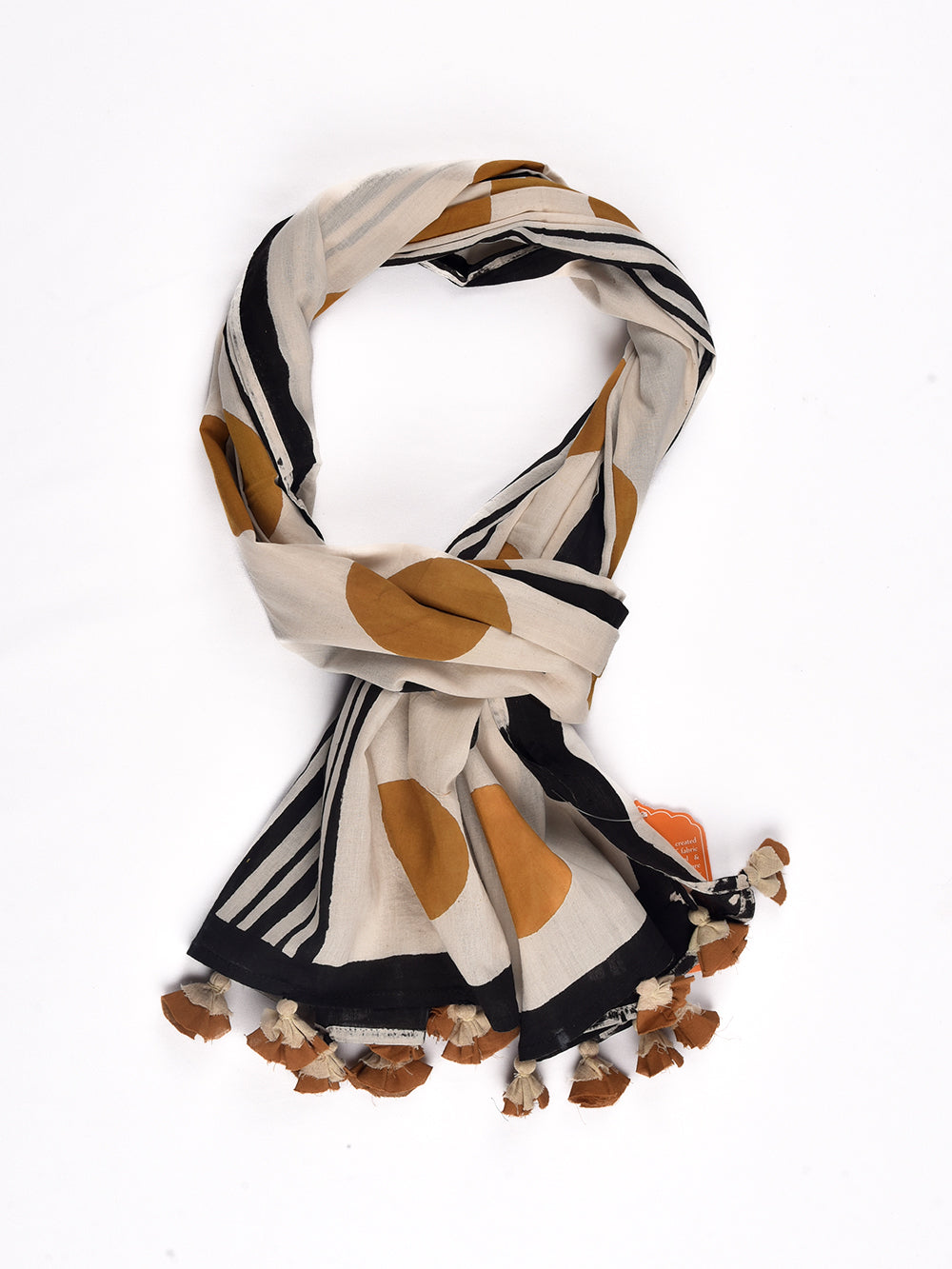 Bagru Circles Cotton Voile Block Printed Stole