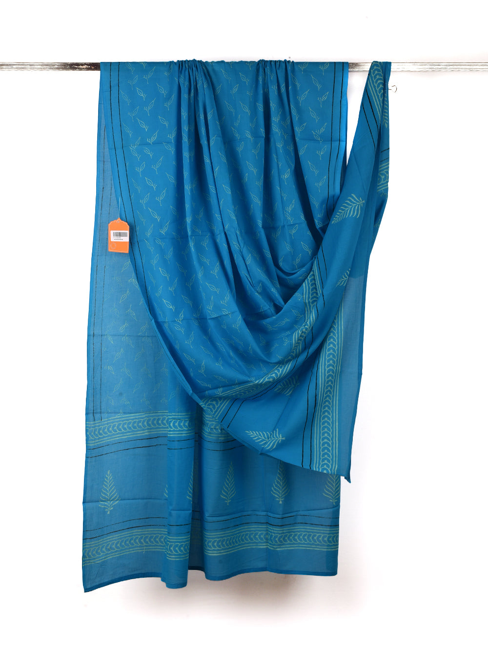 Azure Blue Leaf Cotton Dupatta
