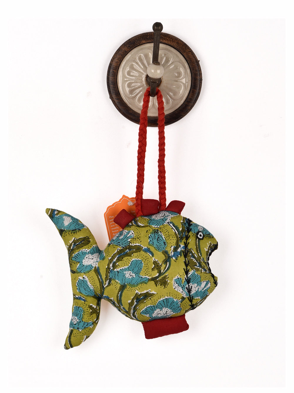 Fish Green Hand Block Printed Fabric Soft Toy