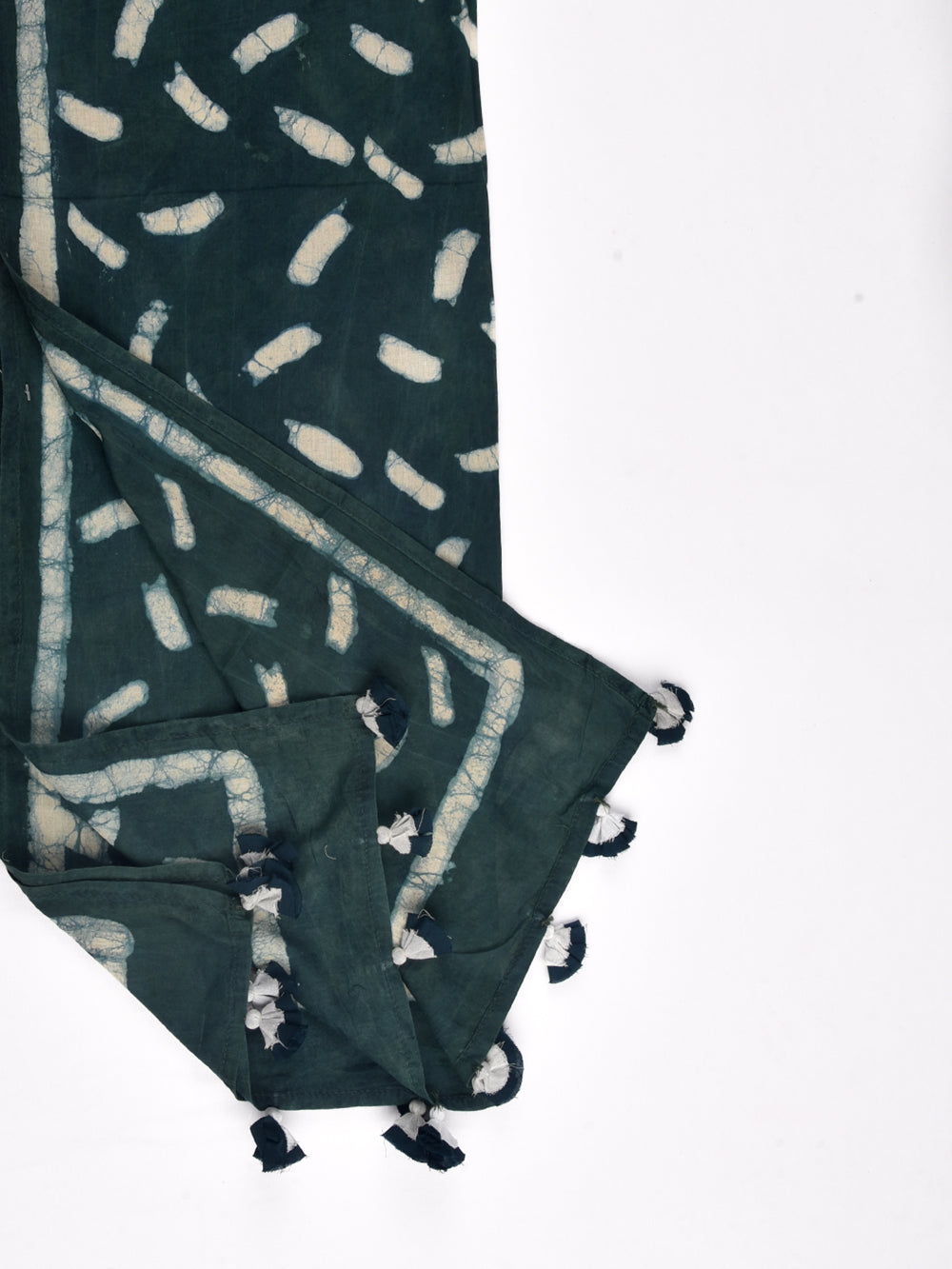 Green Dabu Abstract Brush Cotton Voile Block Printed Stole