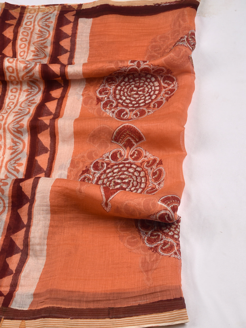 Gol Boota Hand Block Printed Silk Cotton Chanderi Dupatta