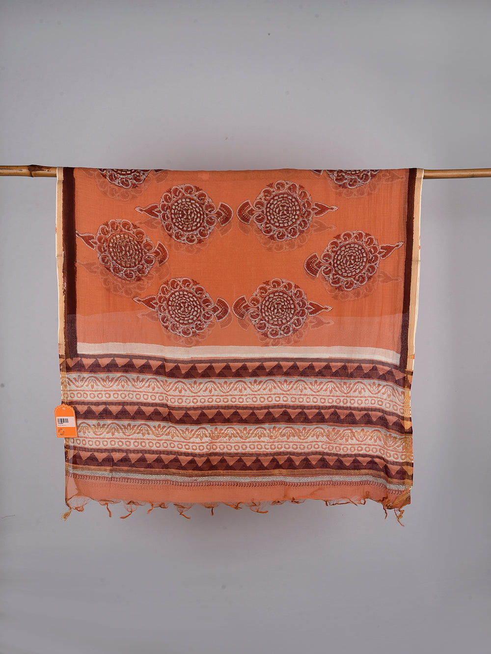 Gol Boota Hand Block Printed Silk Cotton Chanderi Dupatta
