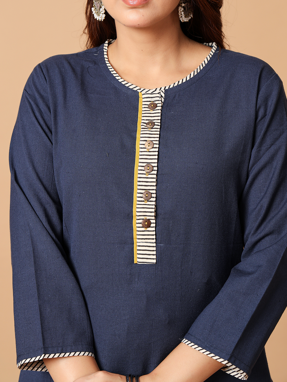 Midnight Blue Cotton flax Rozaana Kurta