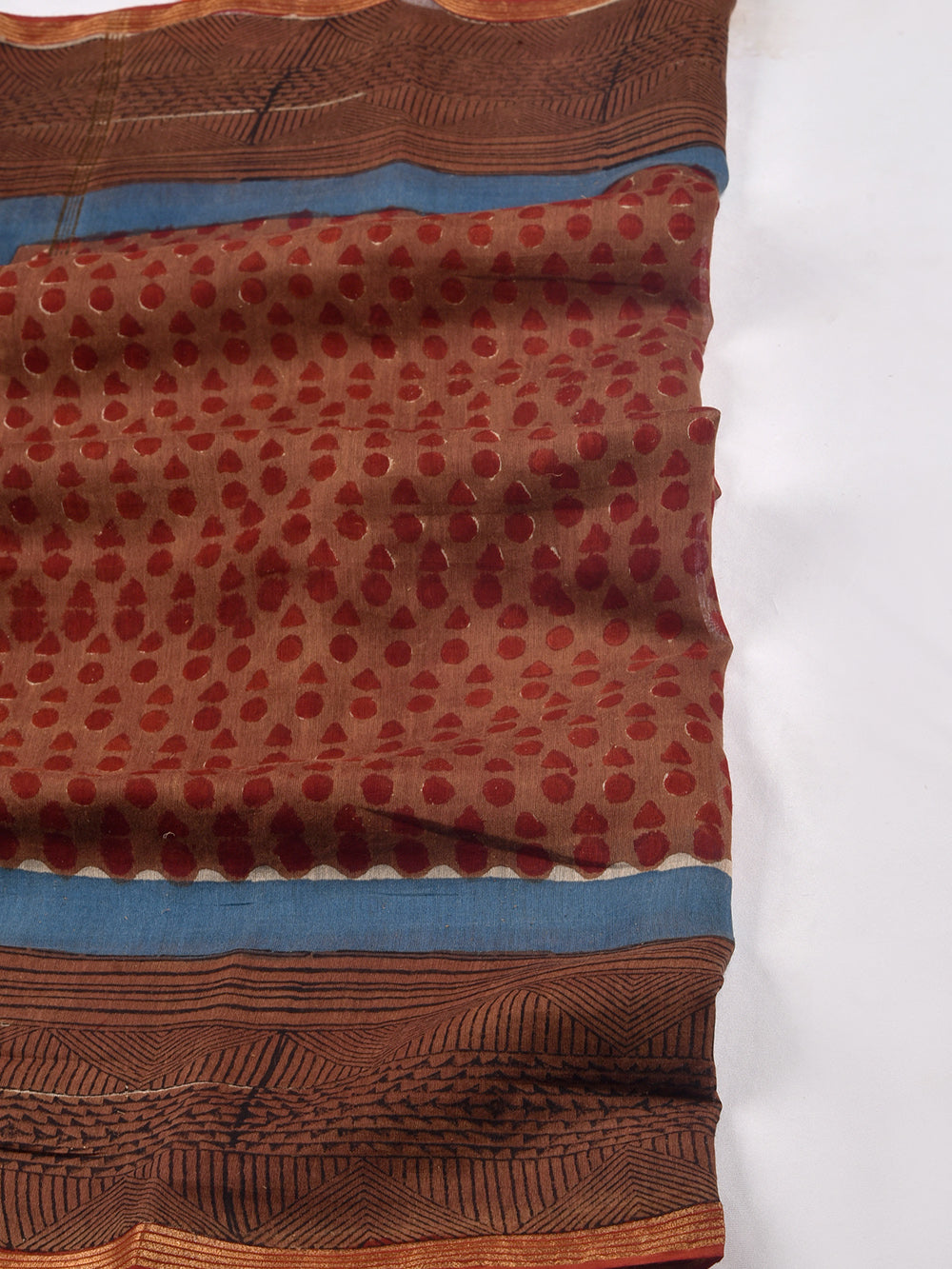 Geometric Hand Block Printed Silk Cotton Chanderi Dupatta