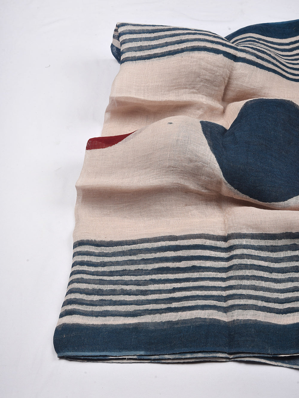 Bagru Fun Shapes Hand Printed Pure Linen Dupatta