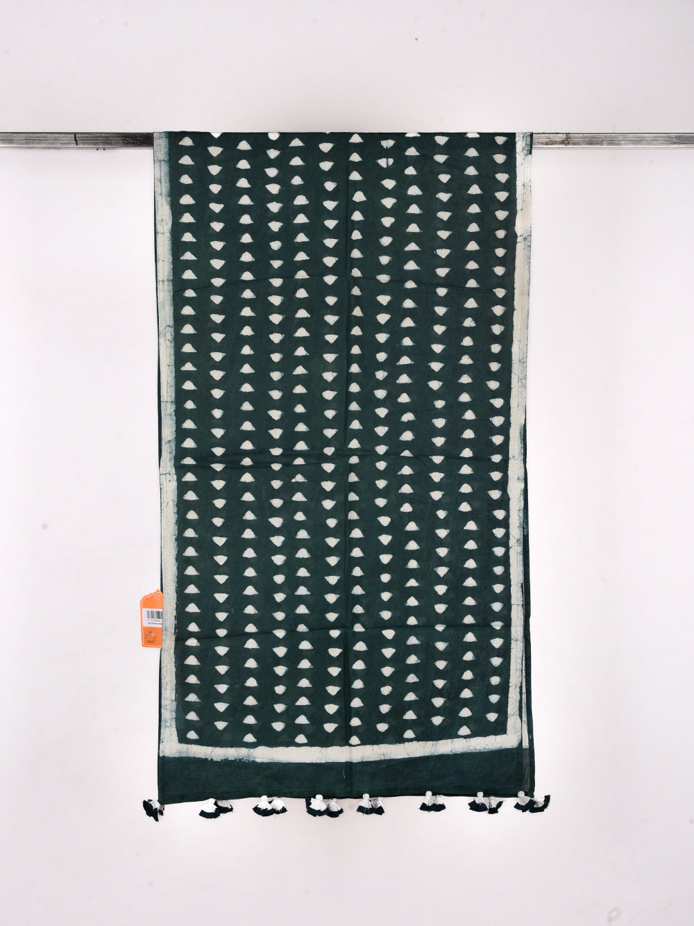 Green Dabu Nanhe Trikon Cotton Voile Block Printed Stole