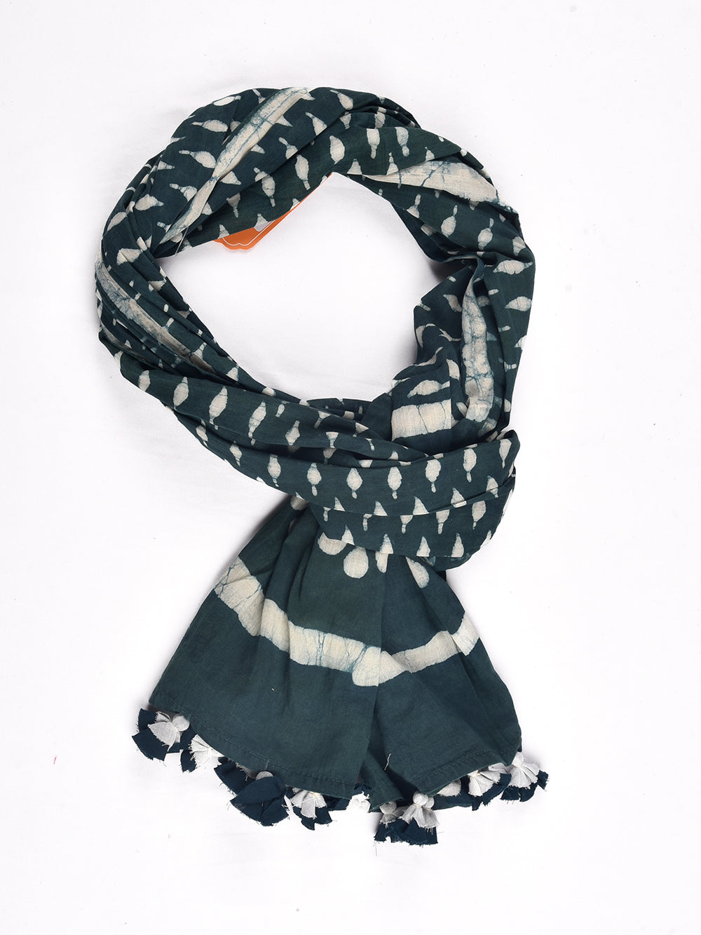 Green Dabu Kairi Booti Cotton Voile Block Printed Stole