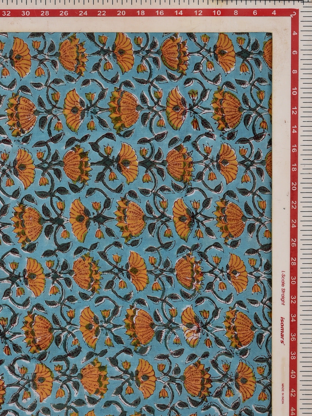 Blue Vine Cotton Cambric Sanganeri Hand Block Printed Fabric