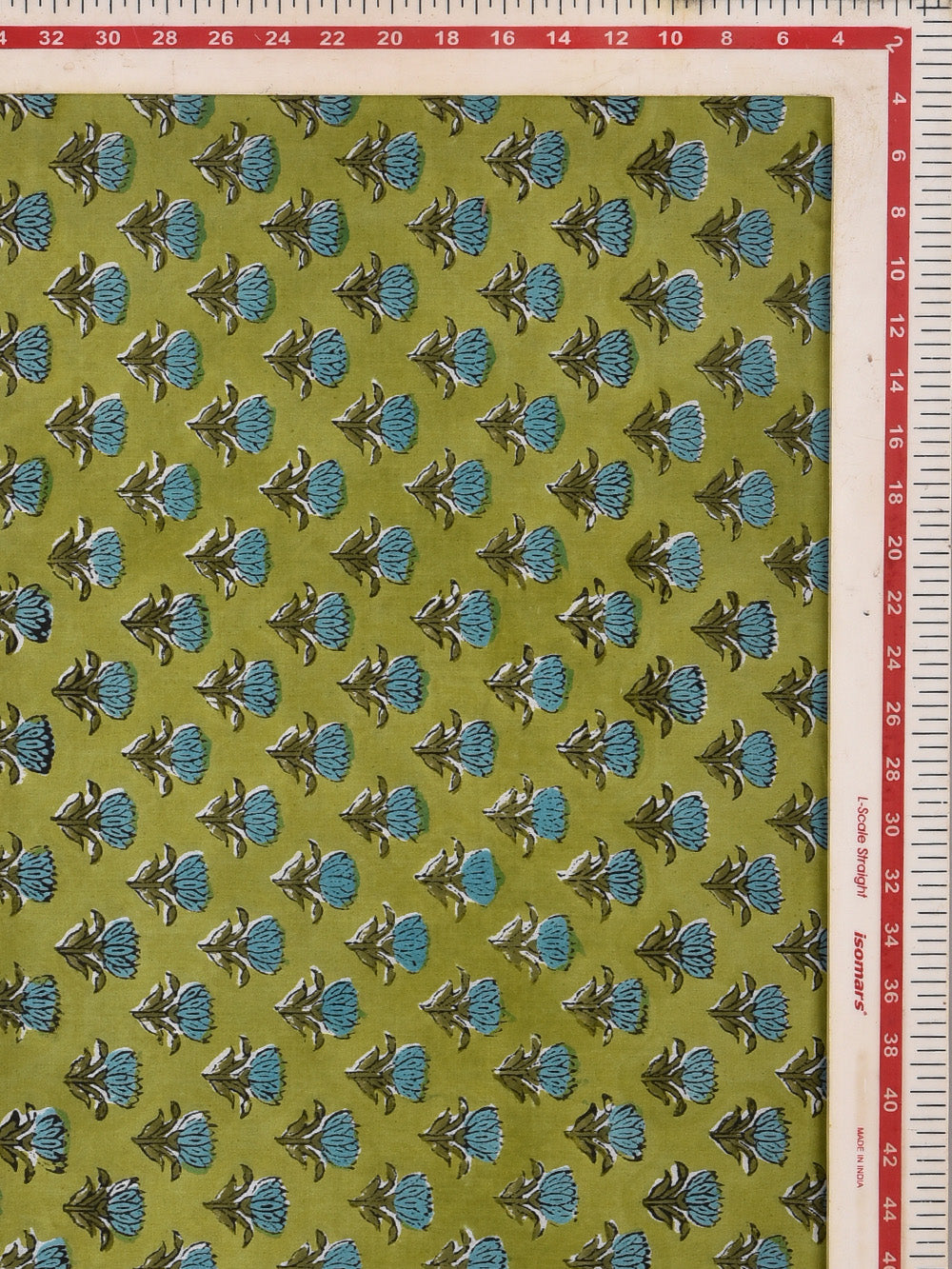 Green Booti Cotton Cambric Sanganeri Hand Block Printed Fabric