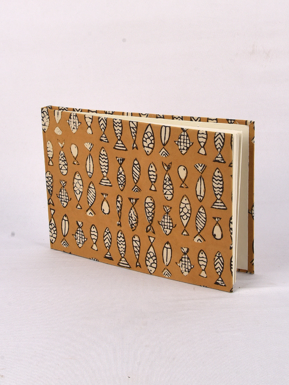 Bagru Yellow Fish Handmade A4 Landscape Notebook