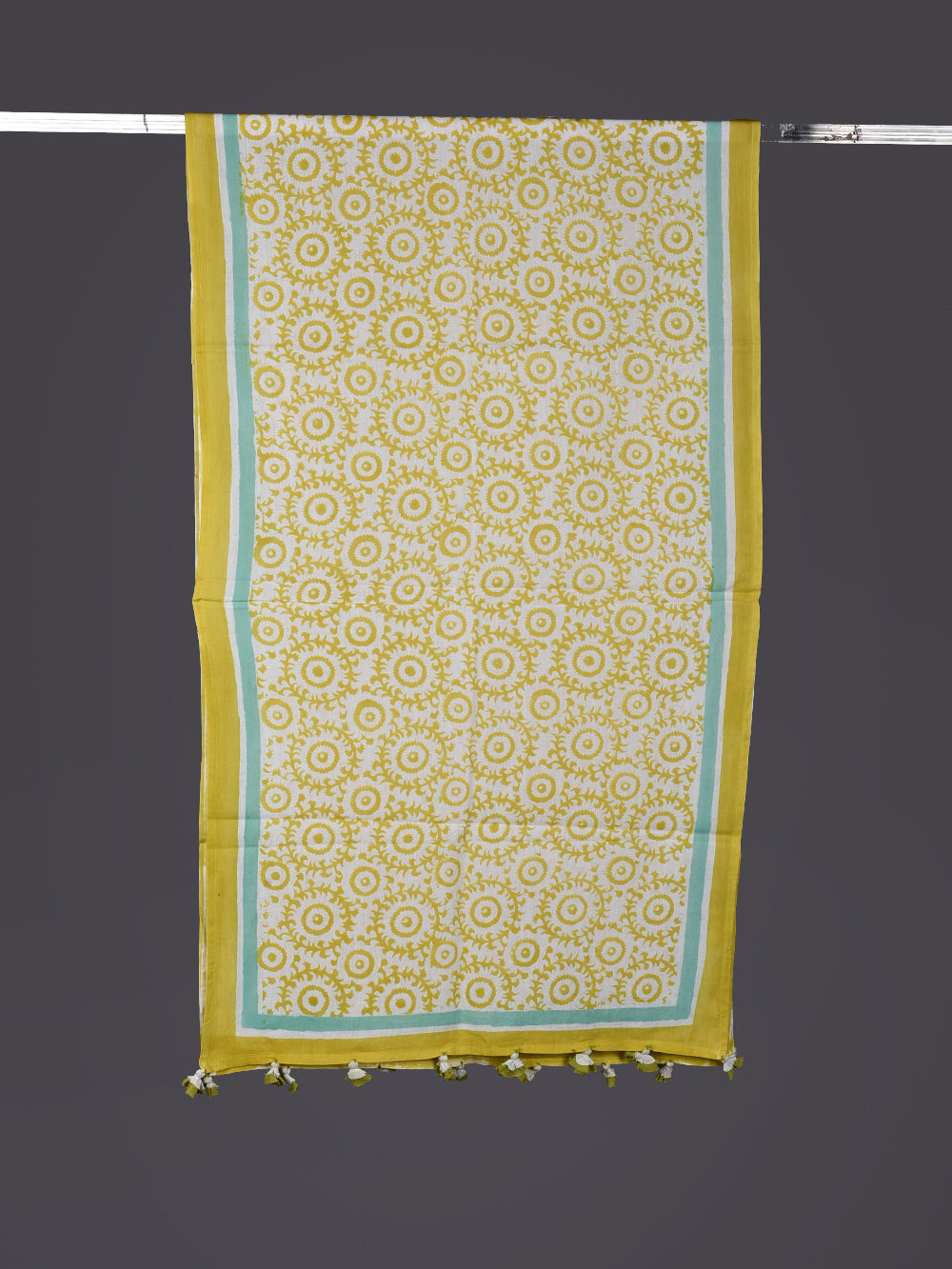 Green Sanganeri Madal Cotton Voile Block Printed Stole