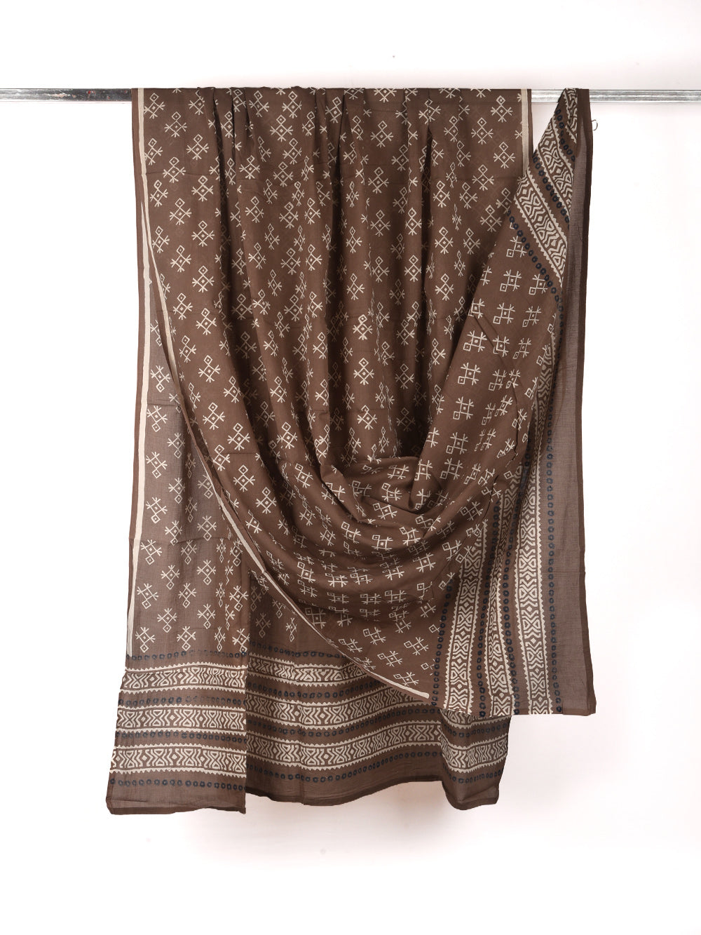 Brownish Grey African Printed Cotton Dupatta