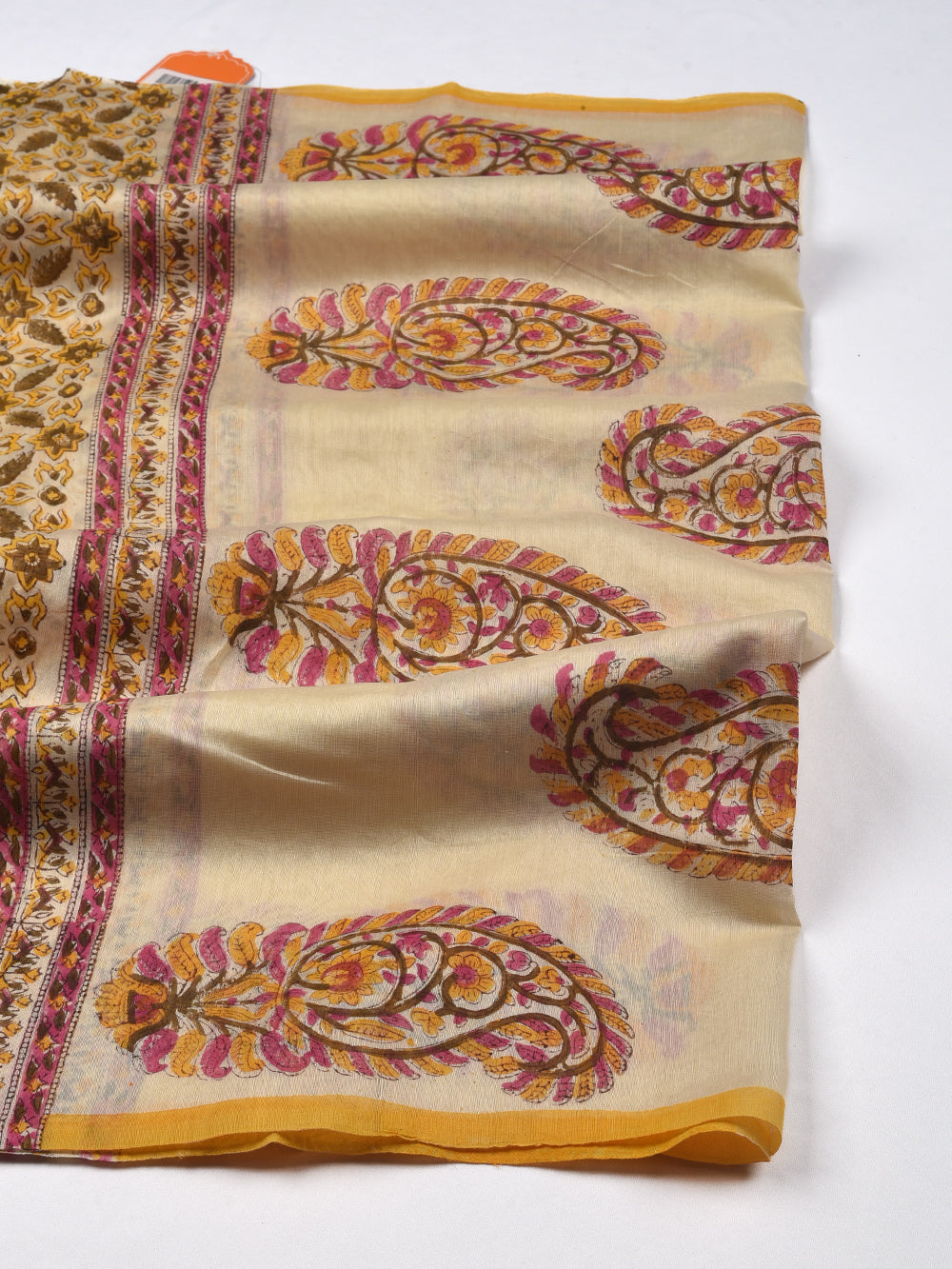 Kairi Hand Block Printed Mono Cotton Chanderi Dupatta