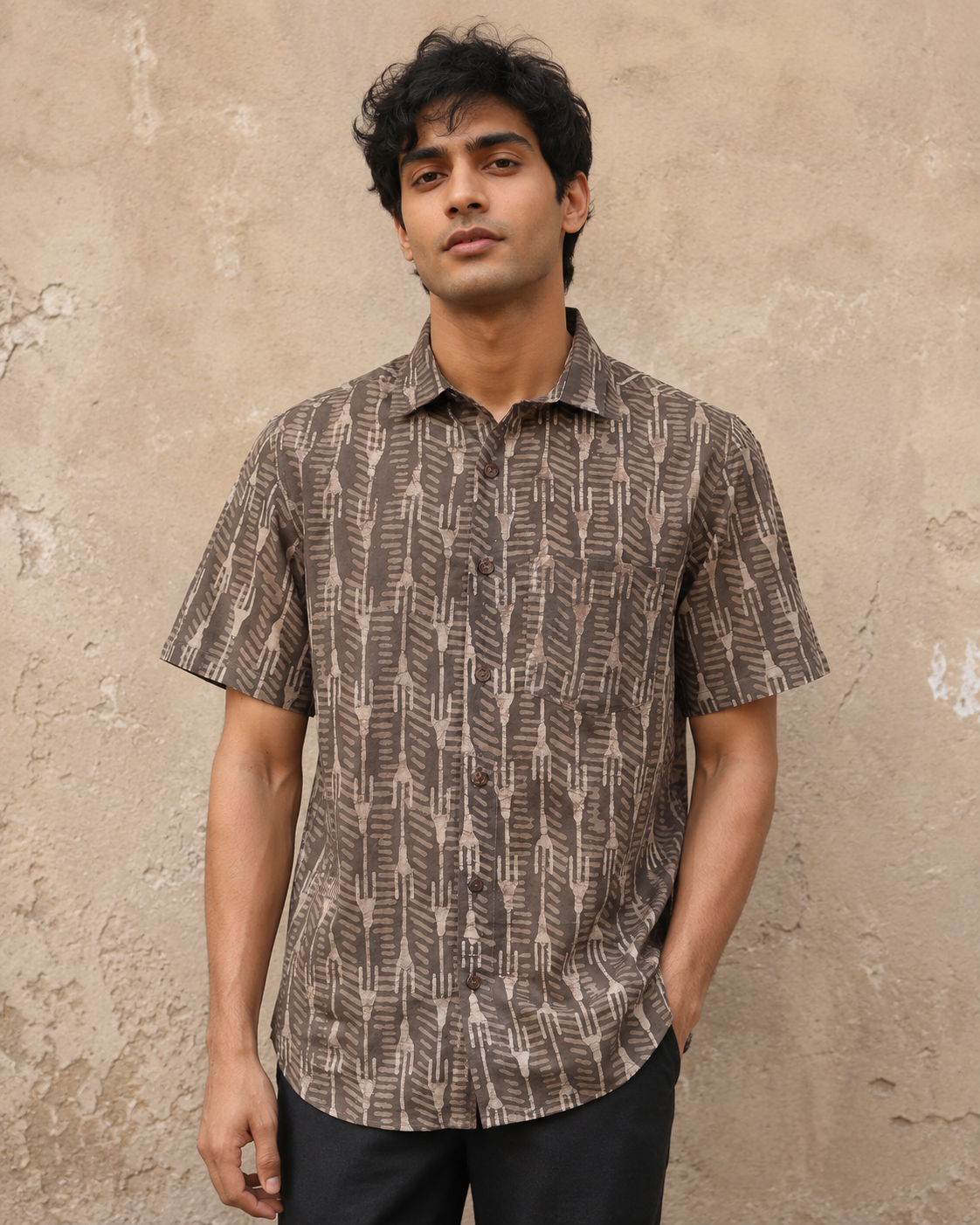 Daboo Kasis Linear Cotton Mens Half Sleeve Shirts
